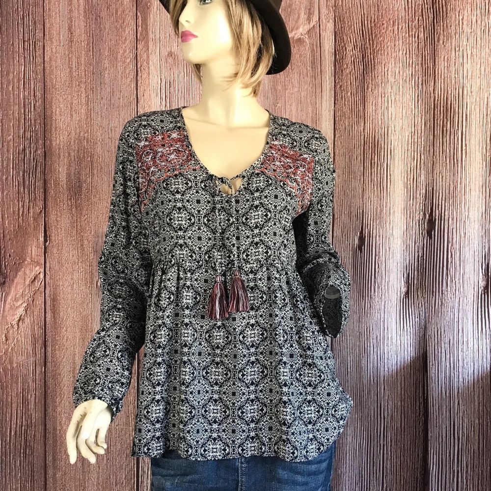 Knox Rose Boho Peasant Top Small